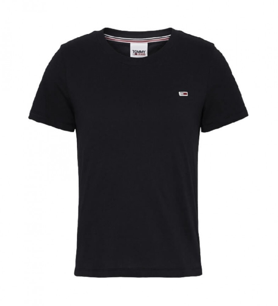 Camiseta Tommy Jeans TJW Regular Jersey com gola C, preta