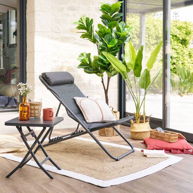 Table d'appoint de jardin carré GREENSBORO Graphite
