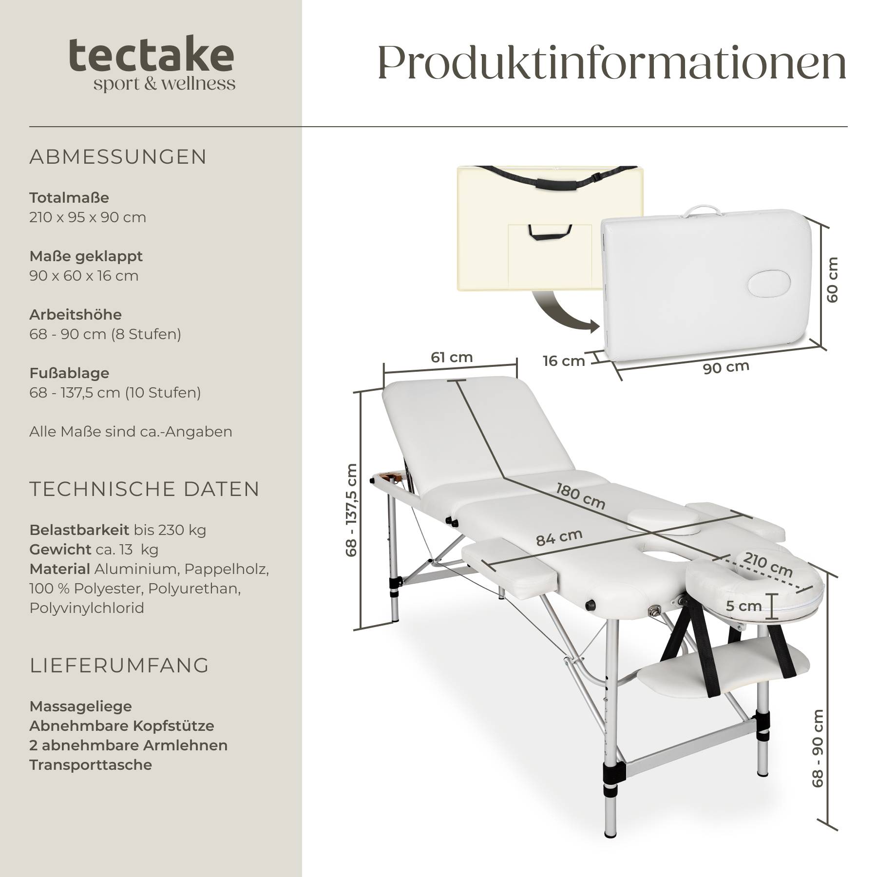 3 Zonen Massageliege