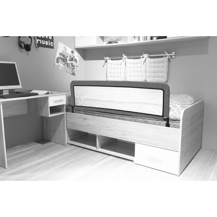 fillikid Bettgitter 135 cm für Standard- und Boxspringbetten Dunkelgrau Melange