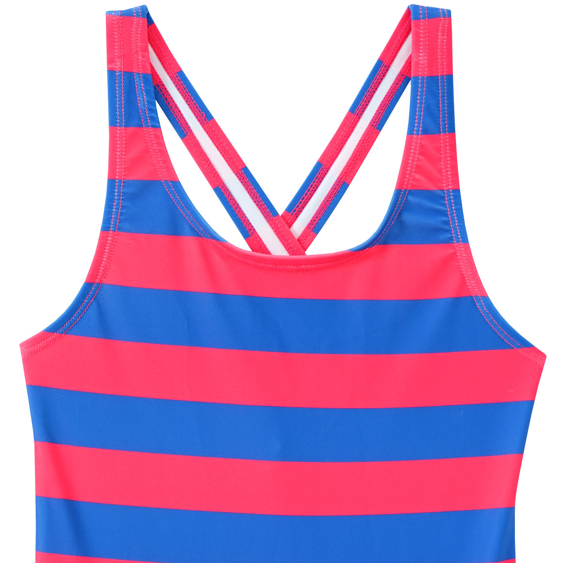 Famy Mädchen Badeanzug mit Streifen rot / blau