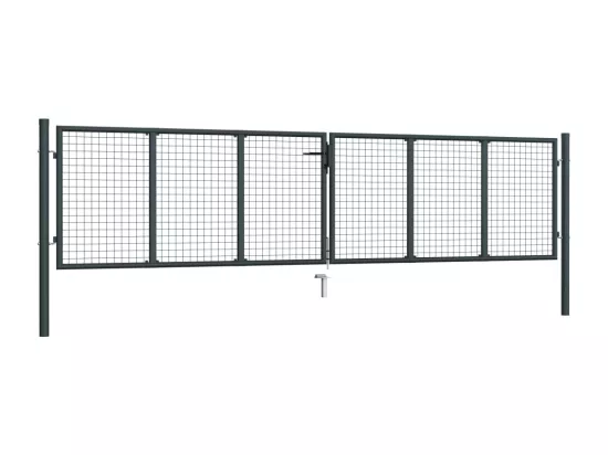 Portail en maille de jardin Acier galvanisé 400 x 125 cm Gris