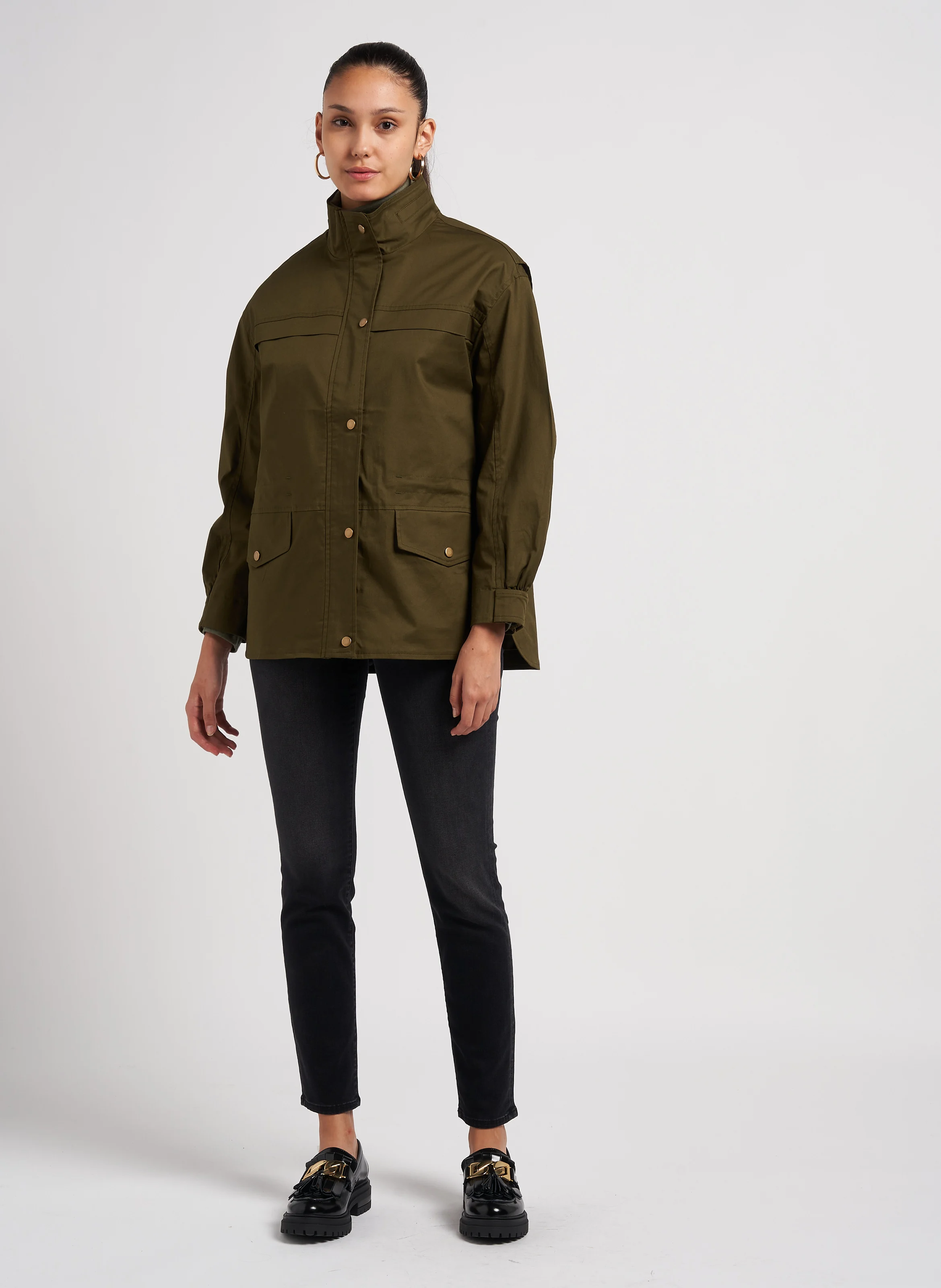 Top col roulé en coton mélangé | Vert