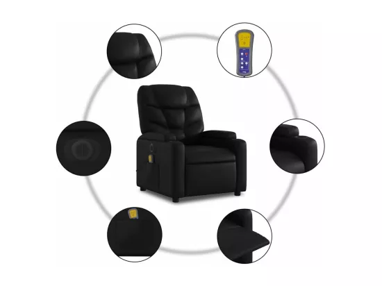 Fauteuil inclinable massant électrique noir similicuir