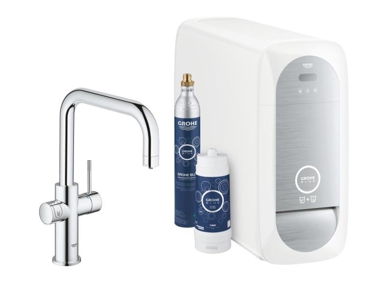 GROHE Küchenarmatur Blue Home U-Auslauf, Starter Kit, Chrom Die frischste Wasserquelle