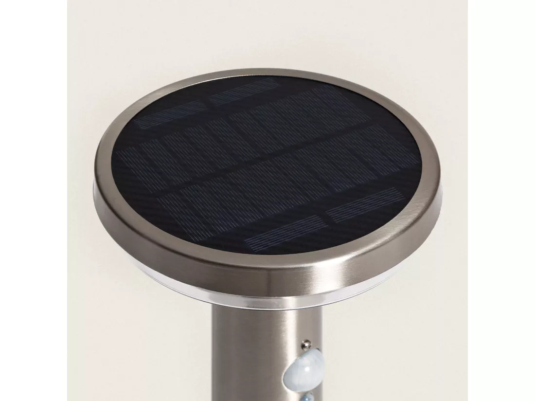 Balise Extérieure sur Pied Solaire LED 5W 50cm Aluminium avec Détecteur de Mouvement Barton Argent