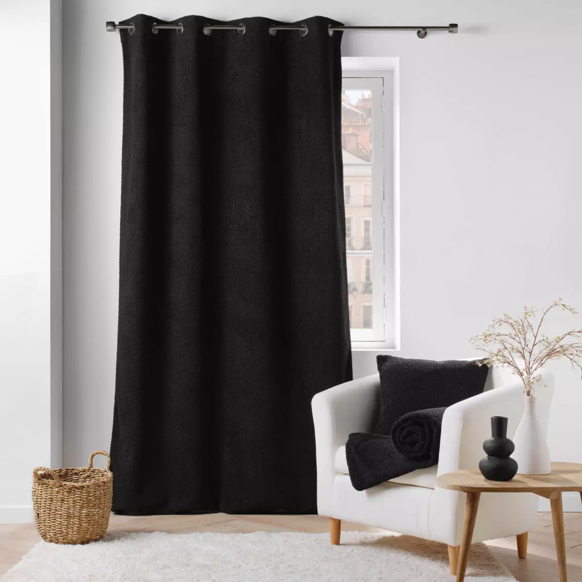 Coussin carré bouclette (45 x 45 cm) Wooly Noir