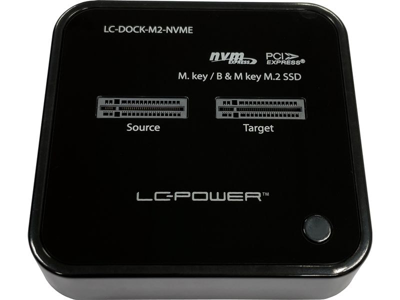 LC-Power Dockingsstation LC-DOCK-M2-NVME Kompakte USB 3.2 Gen 2x1 Docking Station für bis zu zwei NVMe-M.2 SSDs