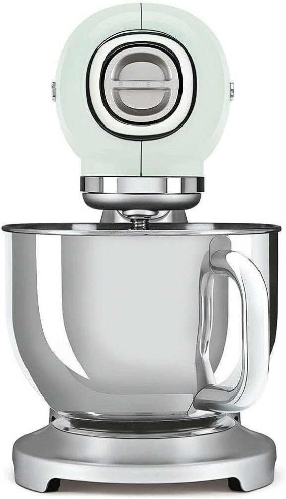 Smeg, Robot Pâtissier SMF02BLEU, 10 Niveaux de Vitesse, Fonction Mise en Marche Progressive, Bol 4,8 L, Verrouillage Moteur de Sécurité, Batteur Plat, Crochet et Couvercle Fournis, 800W, Noir