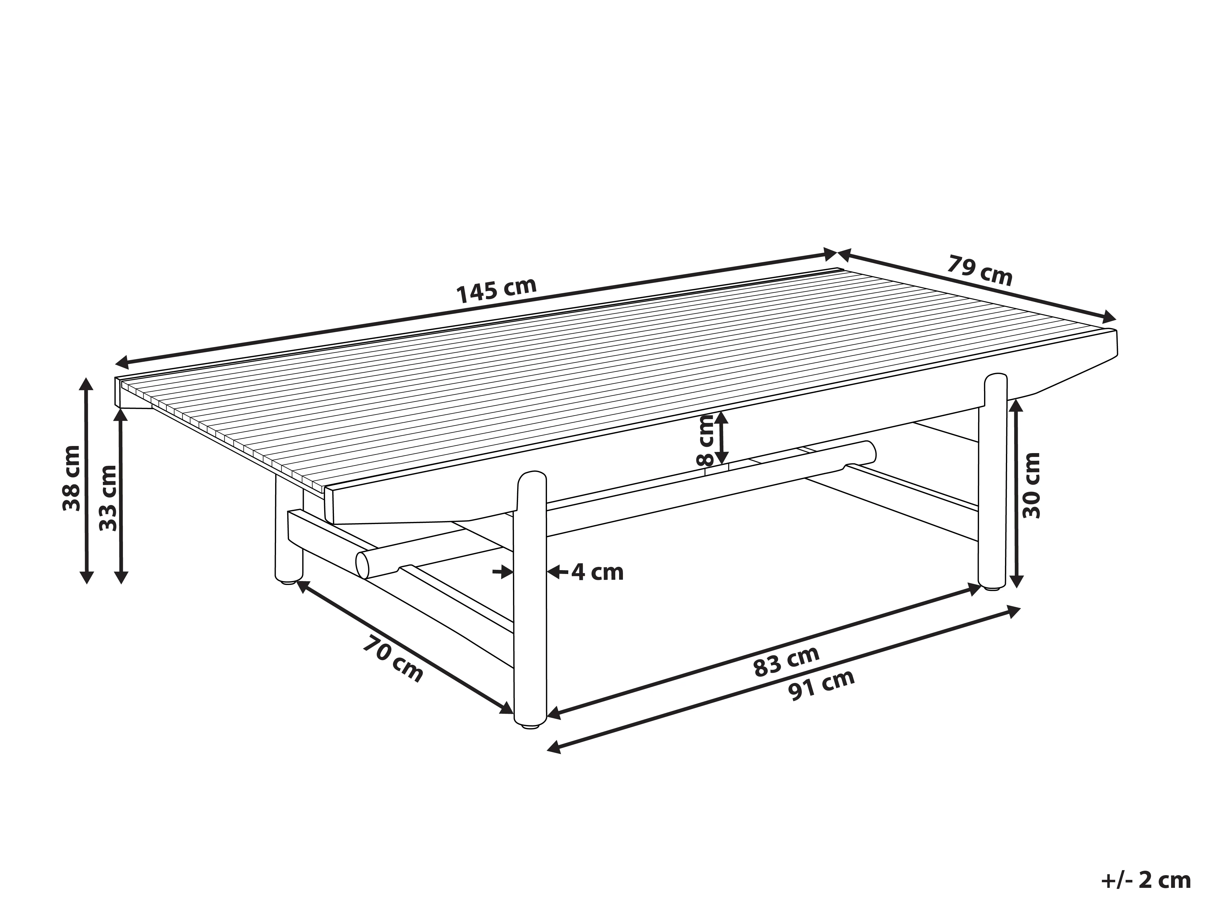 Tuin salontafel GIAVENO 145 cm 79 cm Acaciahout Bruin