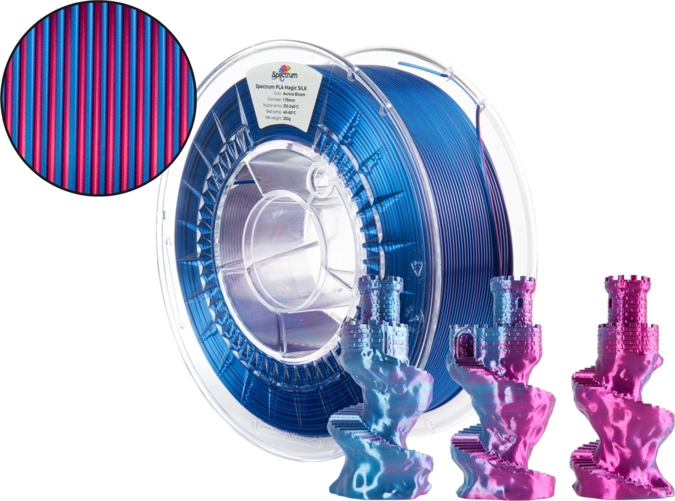 Spectrum  PLA Magic Silk Aurora Bloom, 1,75 mm / 1000 g    Seidiges PLA Finish in Aurora Bloom