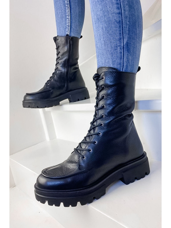 Rangers Dimitra Cuir Graine Noir - Reqins