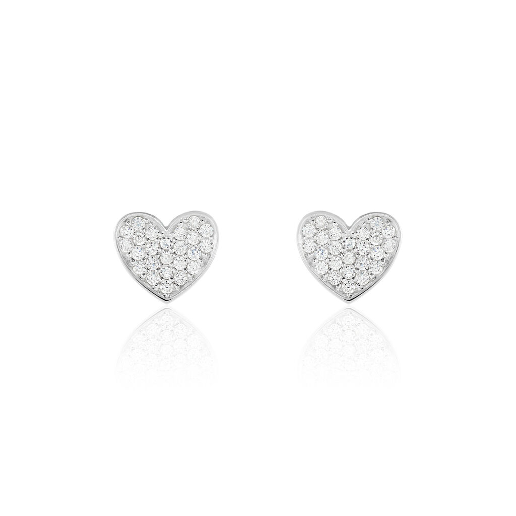 Boucles D'oreilles Puces Esperanza Argent Blanc Oxyde De Zirconium
