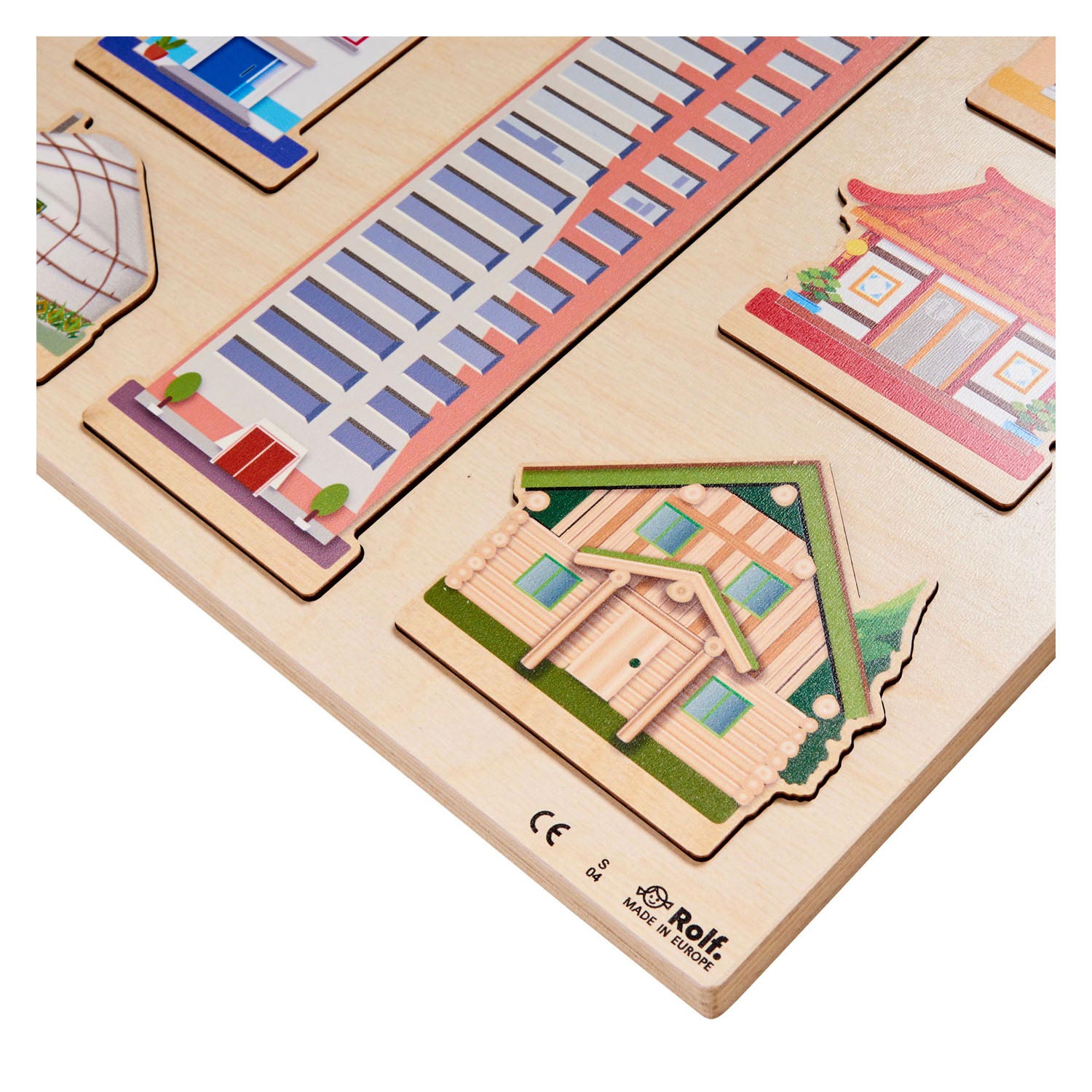 Rolf More - Houten PuzzelplankHuizen, 8st.