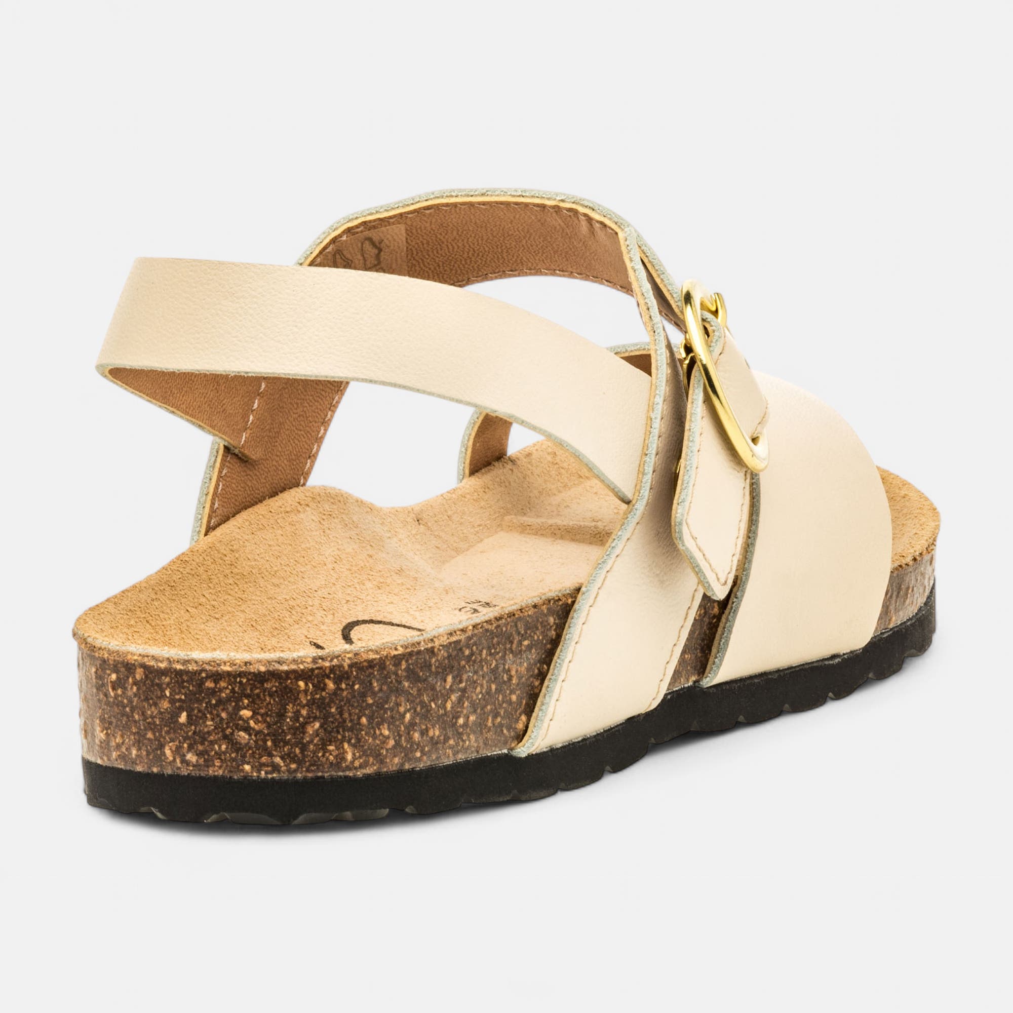 Mules semelle liège Femme en cuir beige