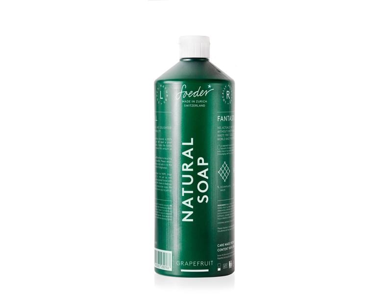 Soeder Flüssigseife Natural – Grapefruit Nachfüllpack 1 l Natürliche und milde Seife für Hände und Körper