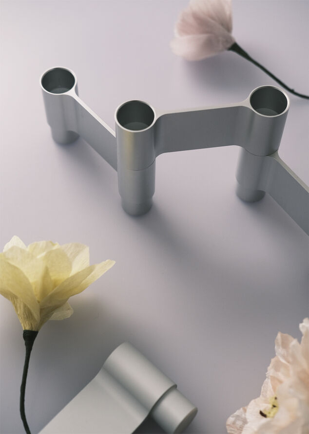 Studio About LINK, CANDLE HOLDER, MATT ALUMINIUM, 11060M 223