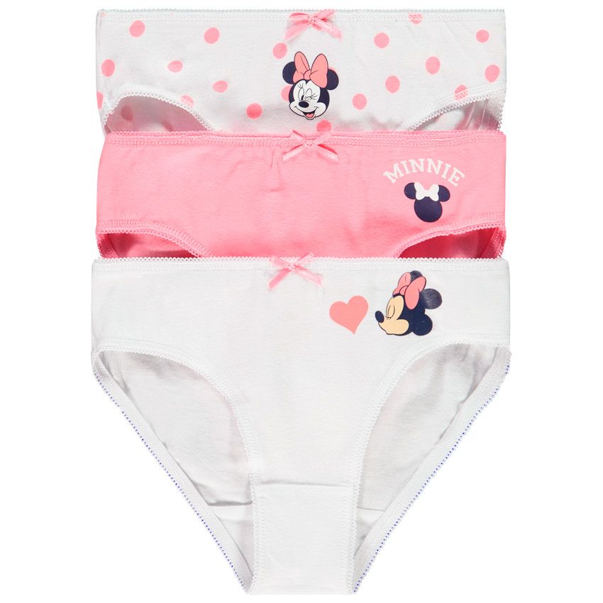 Lot de 3 culottes en coton print Minnie Disney - Blanc