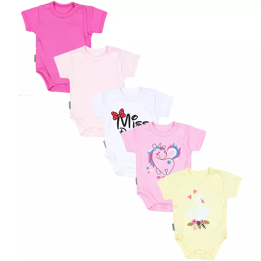 TupTam Baby Mädchen Kurzarm Wickelbody 5er Set rosa