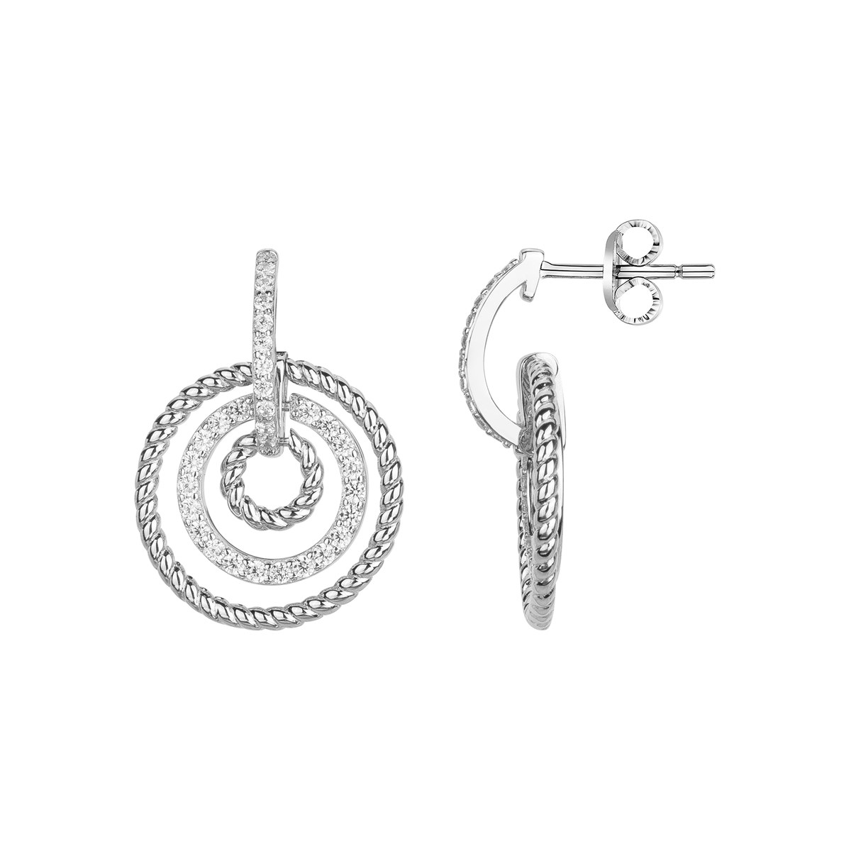 Boucles d'oreilles pendantes en Argent avec oxyde de zirconium blanc
