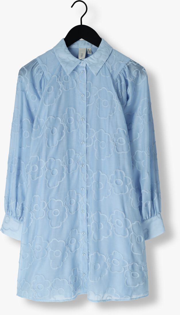 Y.A.S. lichtblauwe y.a.s. mini jurk yasflorina ls shirt dress
