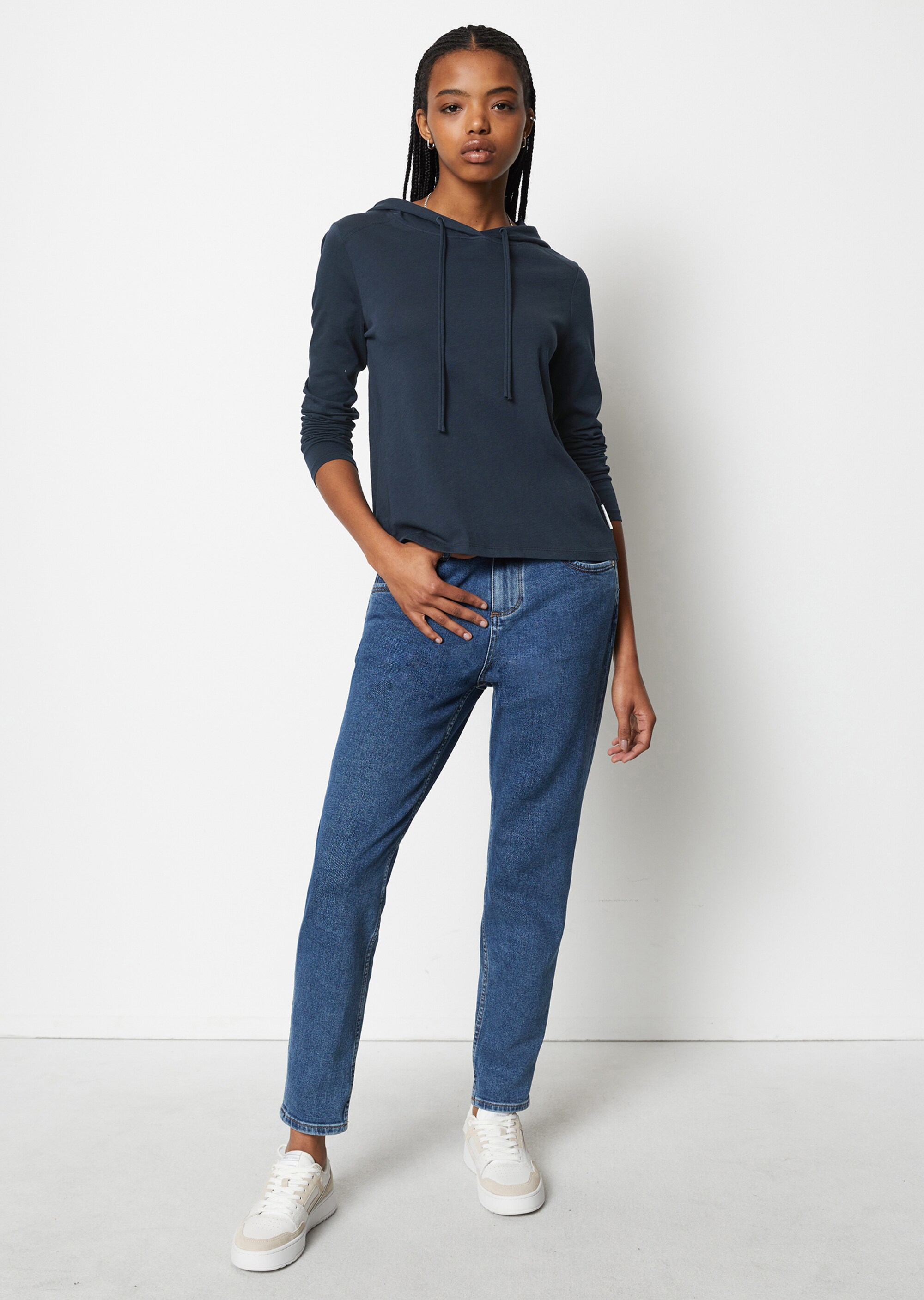 Kapuzen-Longsleeve regularaus Organic Cotton Single Jersey