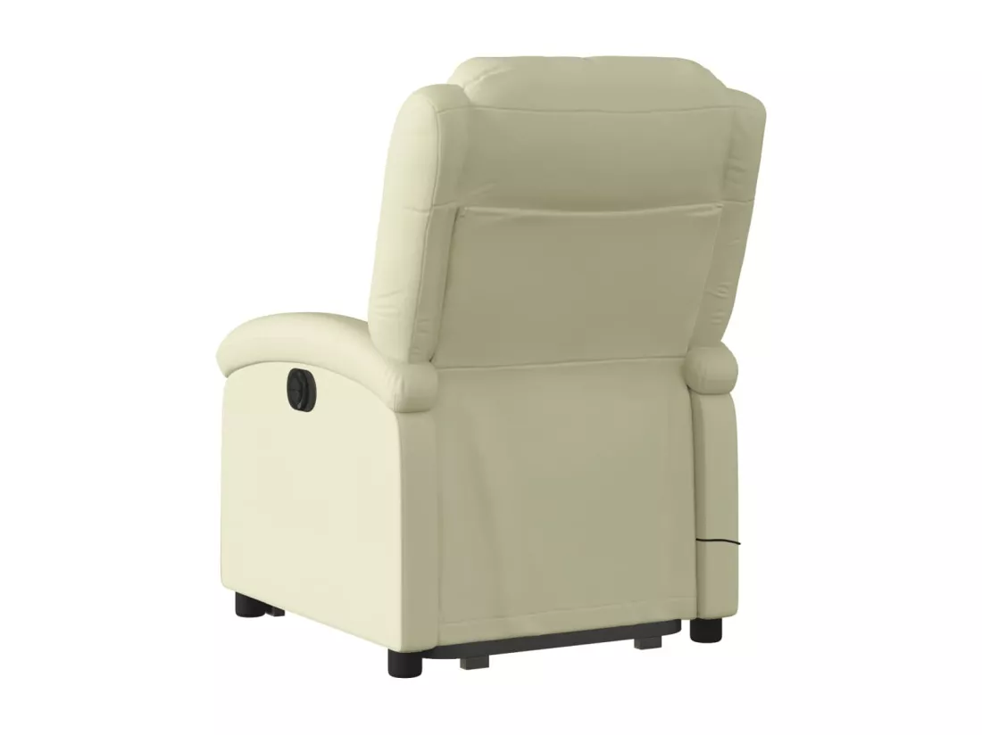 Fauteuil inclinable massant crème cuir véritable