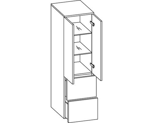 Pelipal Sera kast van gemiddelde hoogte, 35 cm breed, witte grafietstructuur, horizontaal gedemonteerd