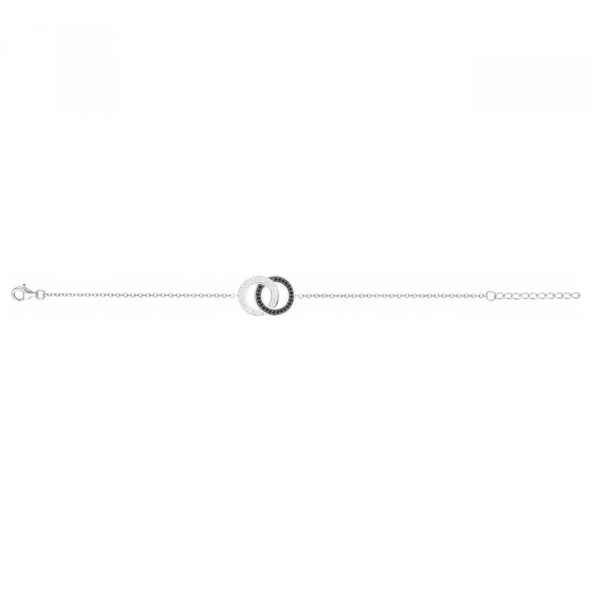 Bracelet souple mono-motif en Argent avec oxyde de zirconium noir