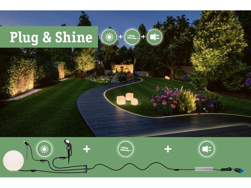 Paulmann Gartenspot Plug & Shine Pike 45° 3000 K, Basisset Starterset für das Plug & Shine System