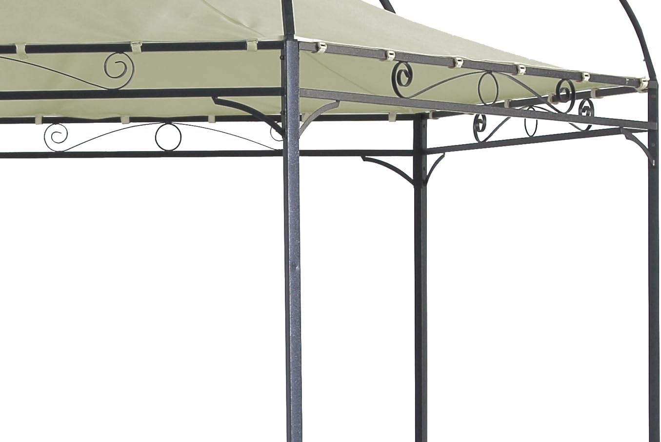 DEGAMO Gartenpavillon Modena 6-eckig 320cm, stabiles Stahlgestell schwarz, Dach naturfarben wasserdicht beschichtet