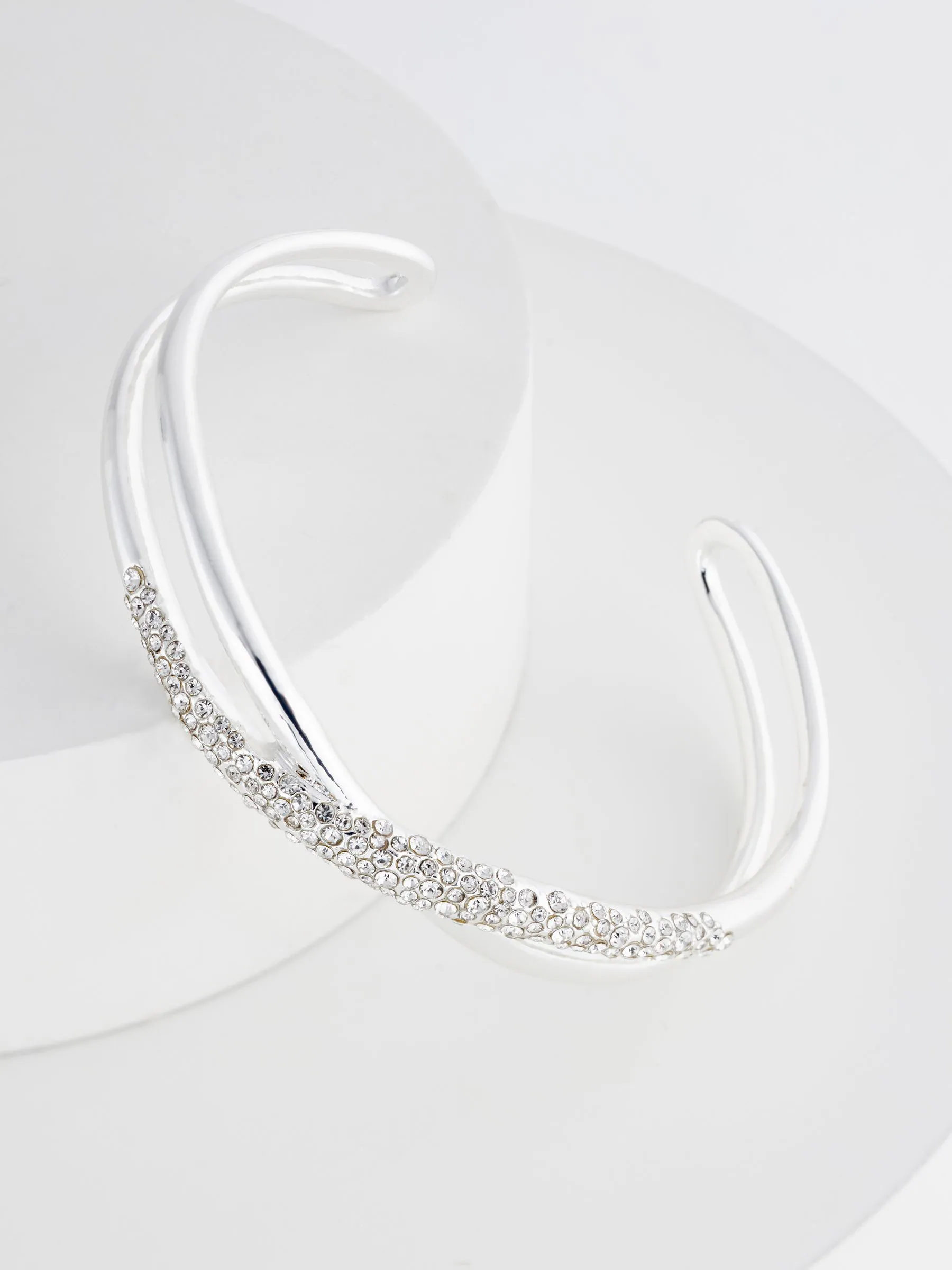 Zilverkleurig - Twist Sparkle Cuff Bracelet