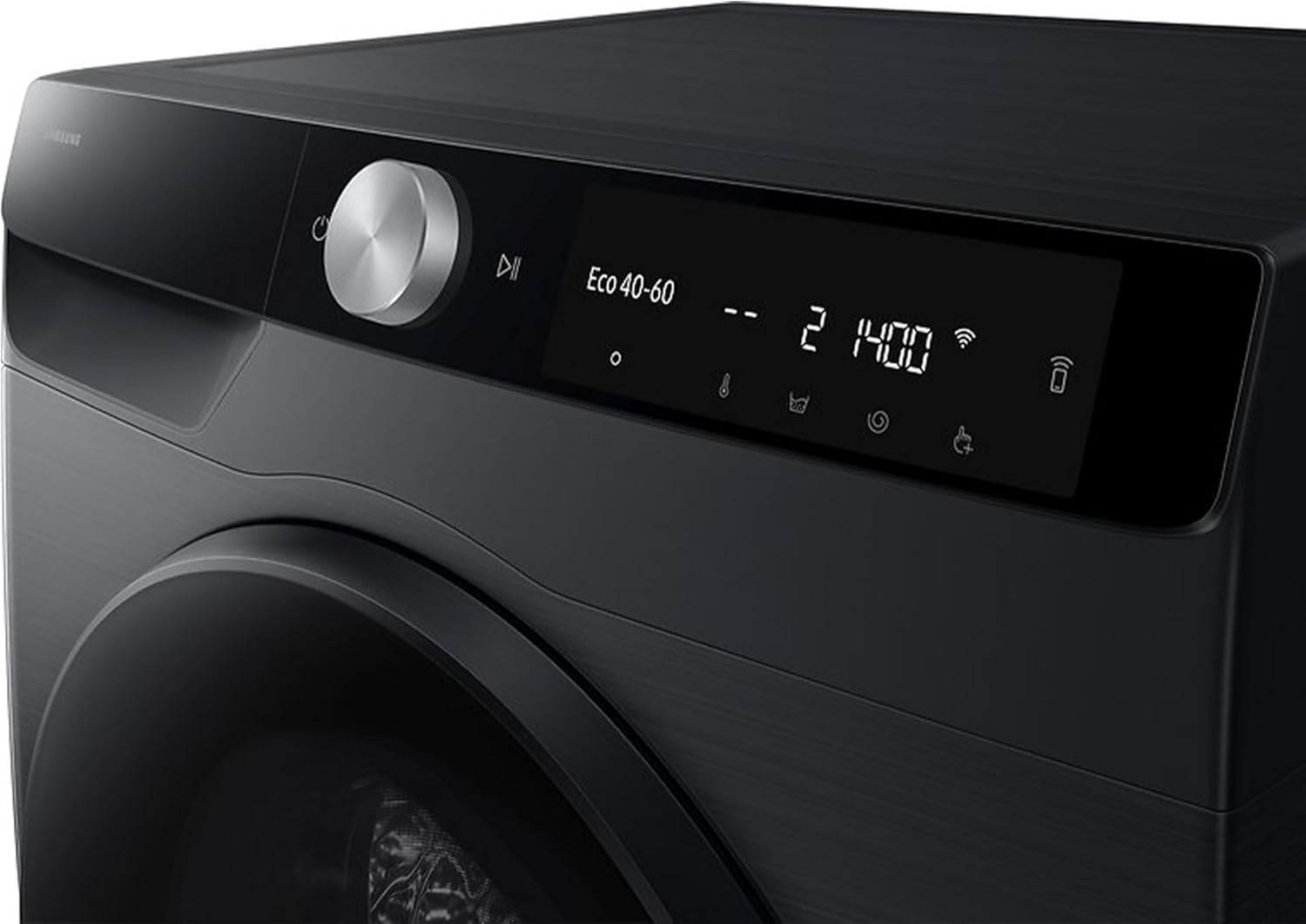 Samsung WD6100D SLIM AI Waschtrockner WD90DG6G94BBU2, 9+5 kg, Extra sparsam, EEK: E/A (-10%), Nur 48 cm tief, Waschmaschine + Trockner in einem, AI Wash, Ecobubble, SmartThings, SuperSpeed, Schwarz