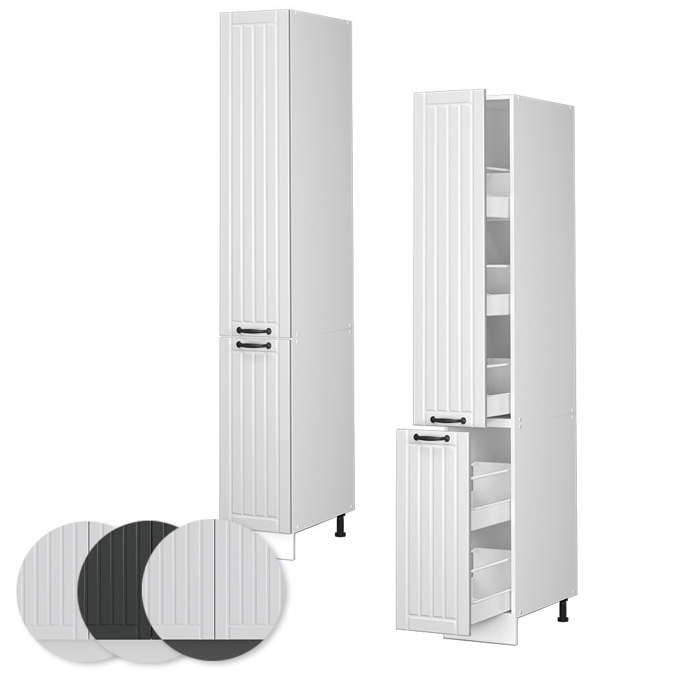 Vicco Apothekerhochschrank Küchenschrank Küchenmöbel Fame-Line Weiß Landhaus 30 cm modern