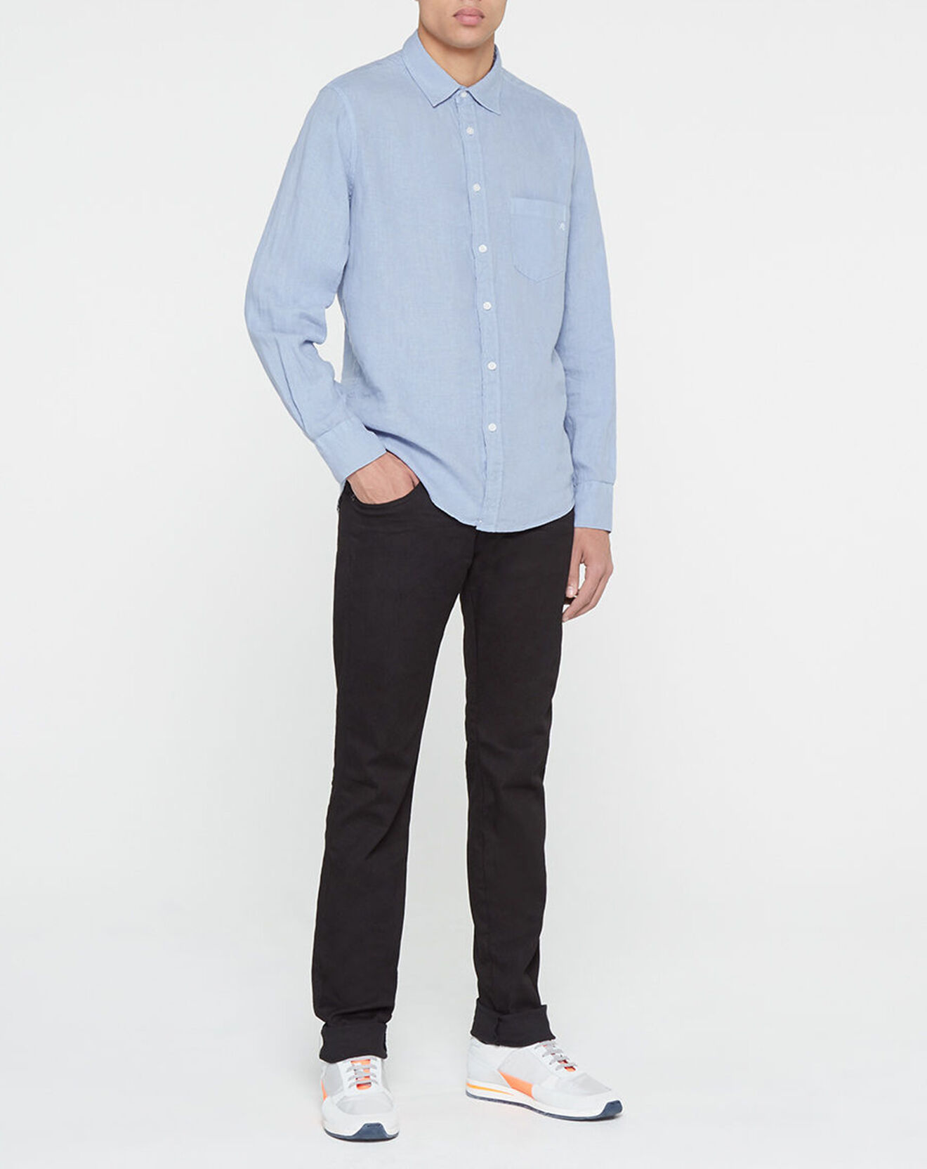 Replay Chemise 100% Lin Regular Fit bleu clair