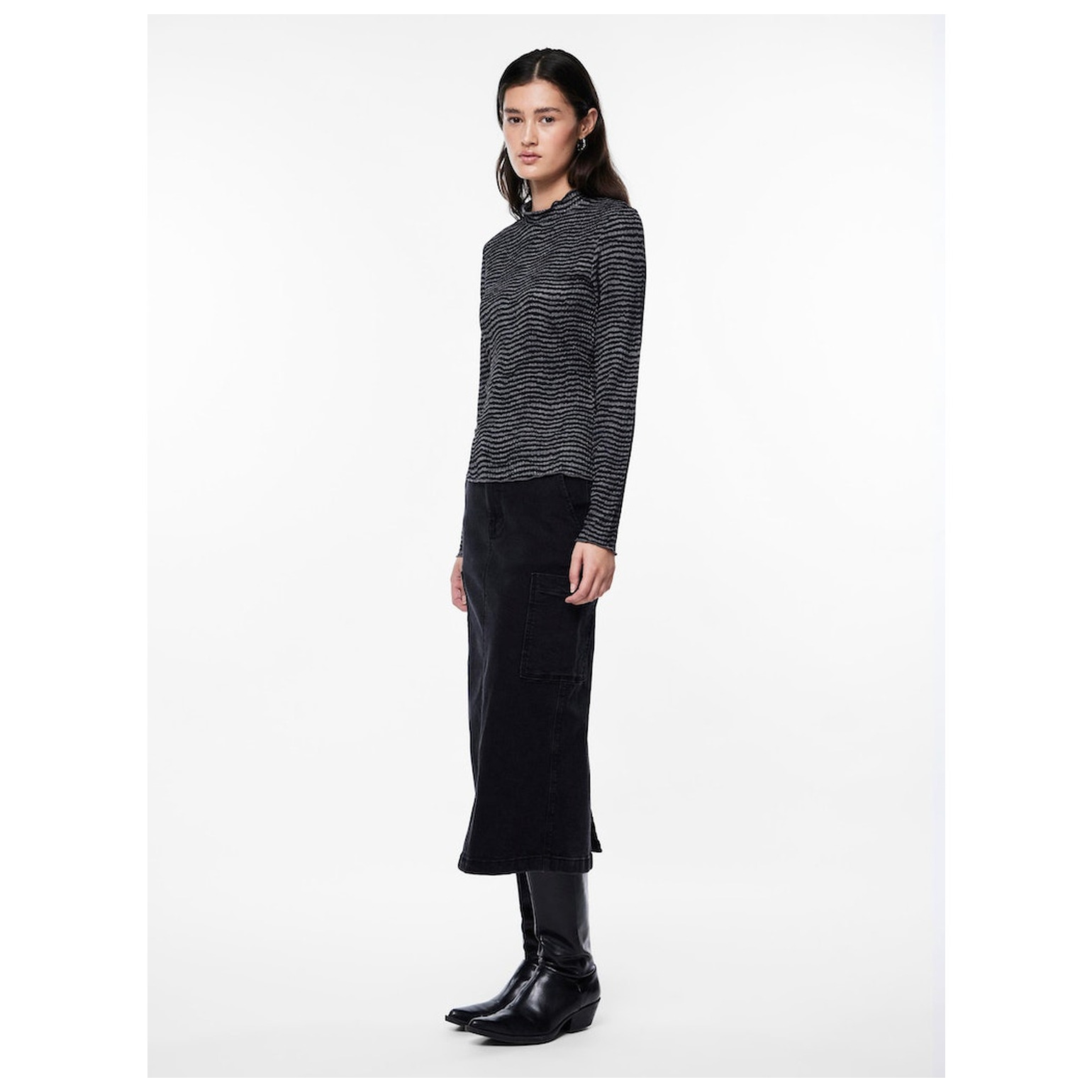 Pieces PCSESH LS T-NECK TOP BC