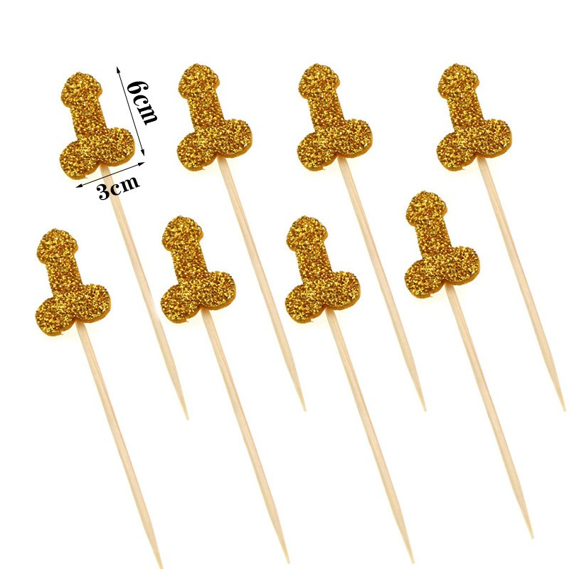 (12-tlg. Set) Kuchenstecker Funny Tortenstecker Topper Dekoration für Torten / Kuchen Junggesellinnenabschied - Lila