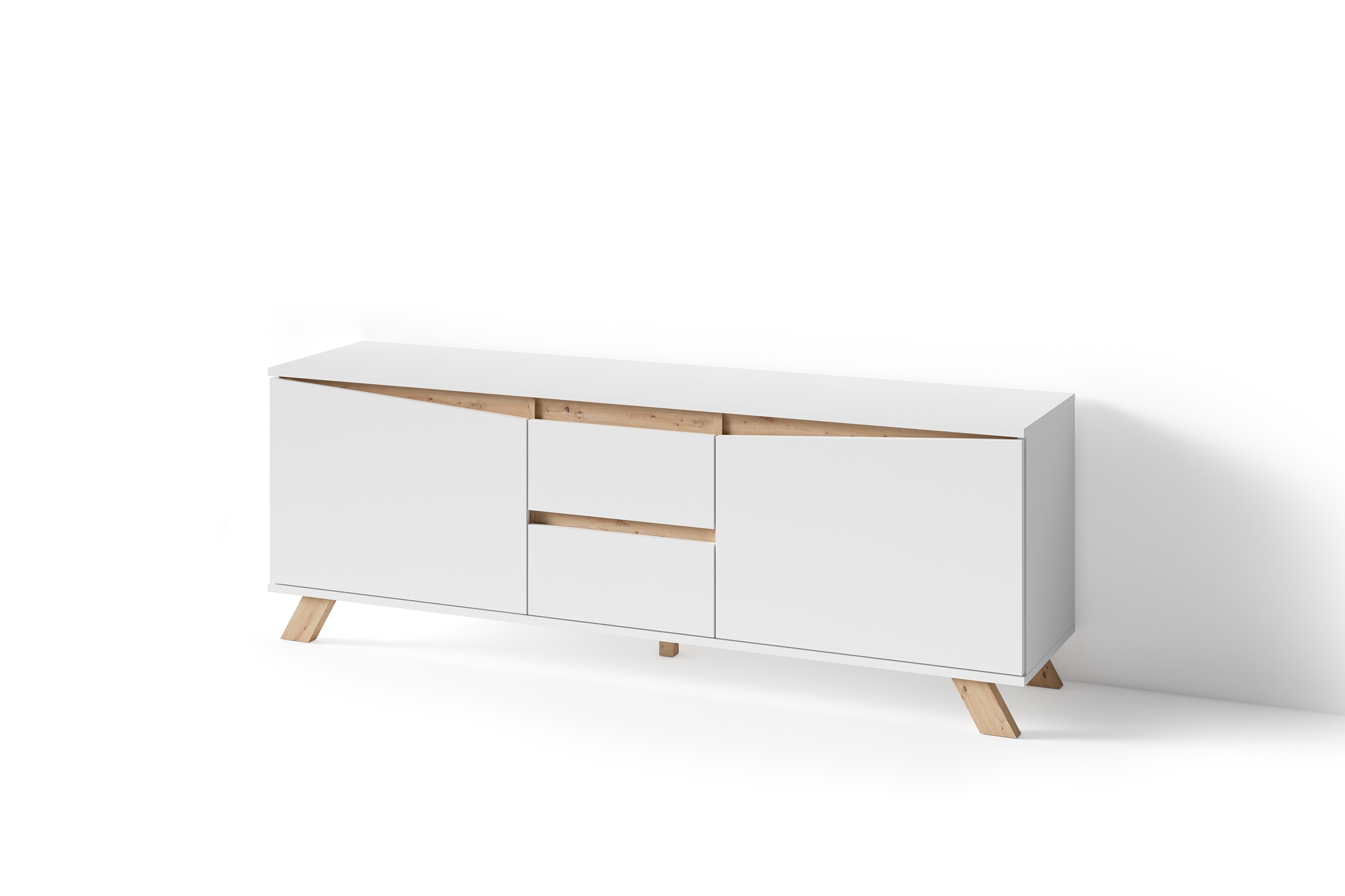 byLIVING TV-Board VALENTIN, Breite 160 cm, weiß/Artisan Eiche (Eiche-Optik)