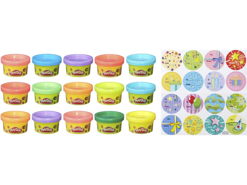 Play-Doh Knetmasse Partyknete mit Stickern 15 Dosen à 28 Gr Kleine Dosen mit Sicker in einer Tüte