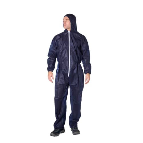 Combinaison PLP 50 g/m² bleu, cagoule élastiquée, élastiques poignets, taille et cheville