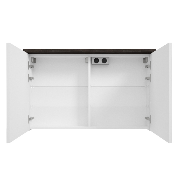 Fontana Grado spiegelkast met verlichting 100cm 2 deuren kasteel bruin