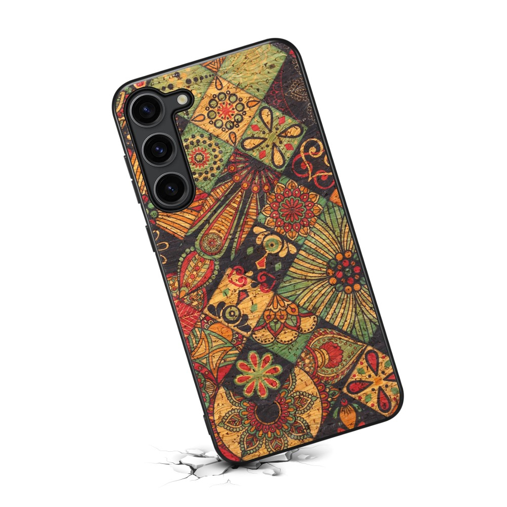 Samsung Galaxy S24 Hybrid Leder Hardcase Hülle im Vintage Mandala Look - Style 3