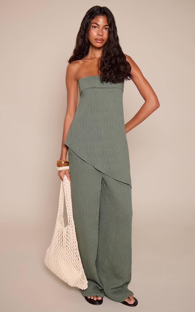 Kaki Ensemble Haut Bandeau À Détail Drapé Asymétrique