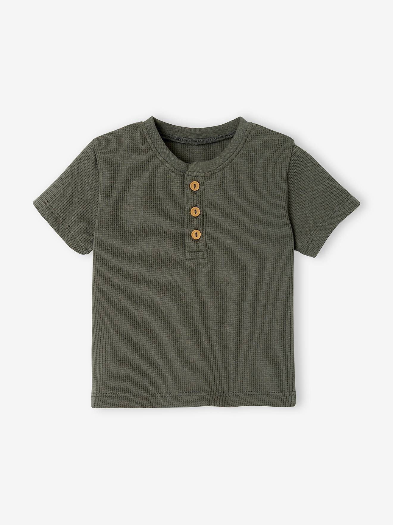 Camiseta tunisiana em favo de mel, azul claro para bebês