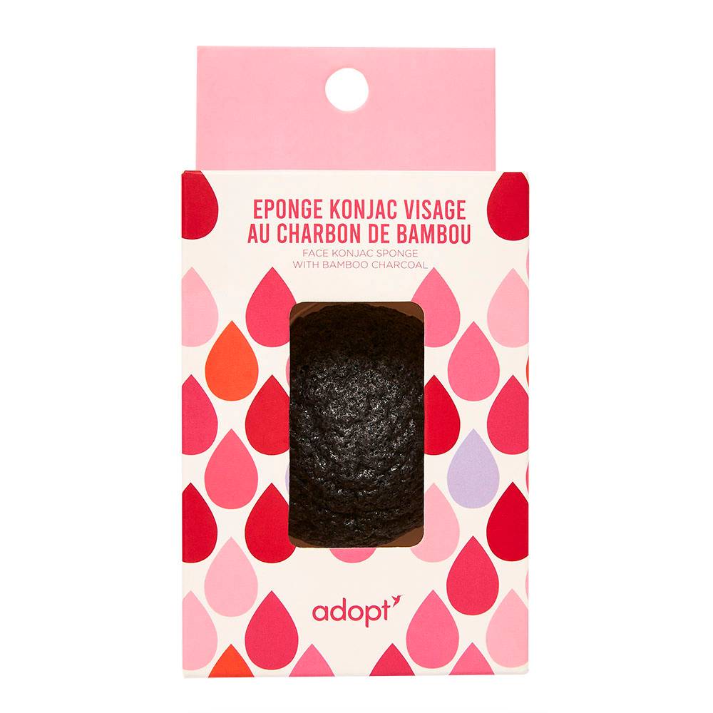Éponge konjac visage Au charbon de bambou