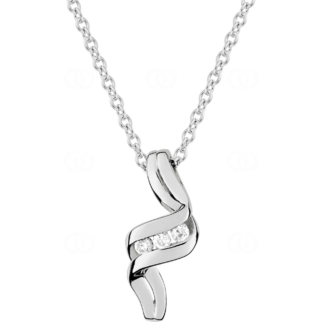 Collier 925 Silber rhodiniert Trilogie mit Zirkonia rund 43cm