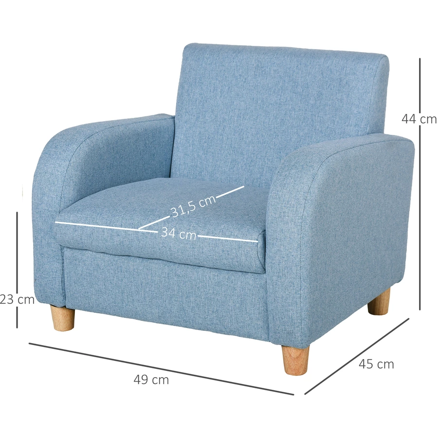 HOMCOM Kindersessel mit Holzfüßen blau