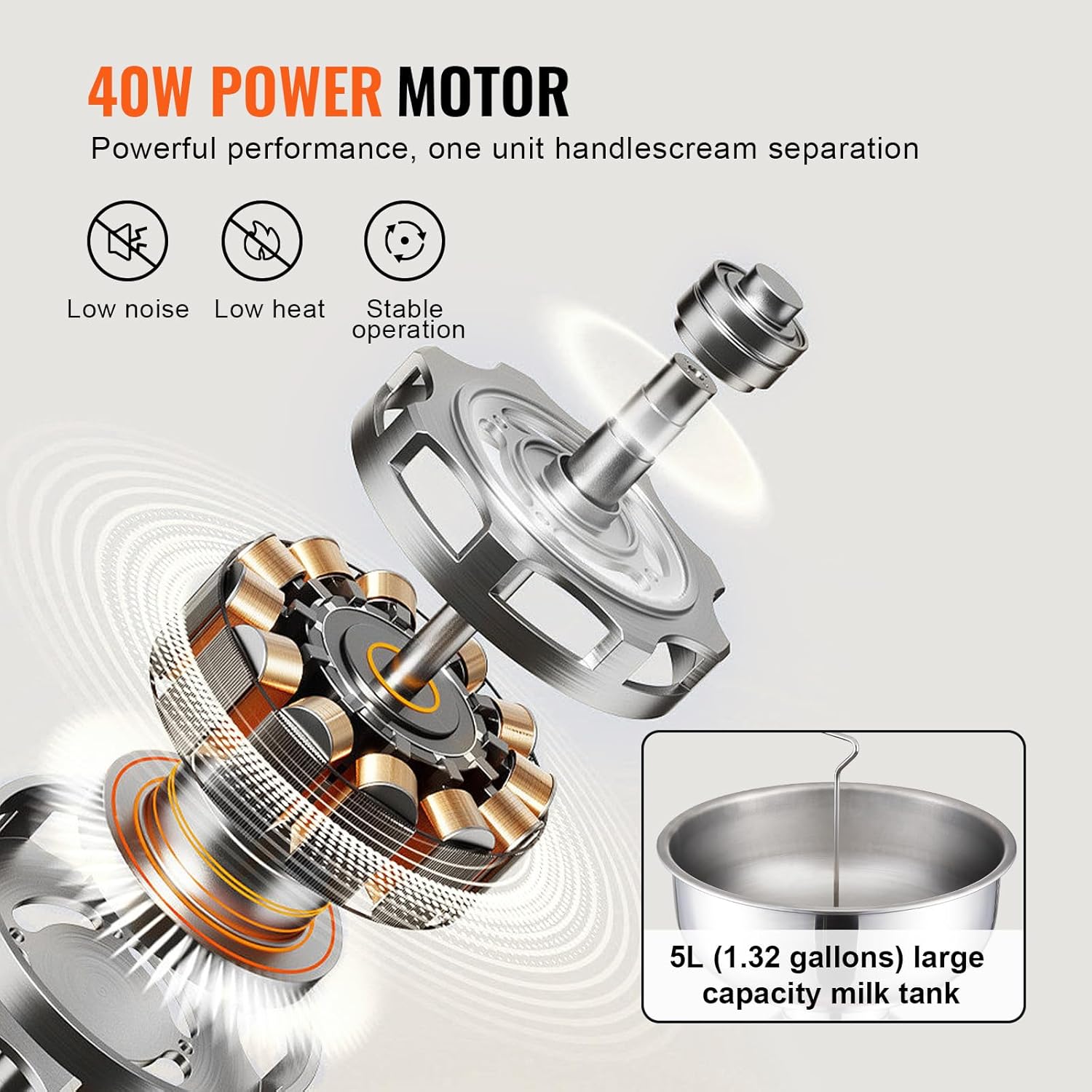 VEVOR Elektrischer Milchabscheider Zentrifugalabscheider 30 W, Milchzentrifuge Separator 100 L/Std. Milchcremetrenner, 10500 U/min Multifunktionale Milchzentrifuge Milchseparator Edelstahl 304