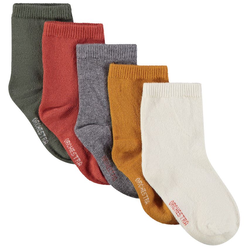 Lot de 5 paires de chaussettes unies pour bébé garçon - Moutarde