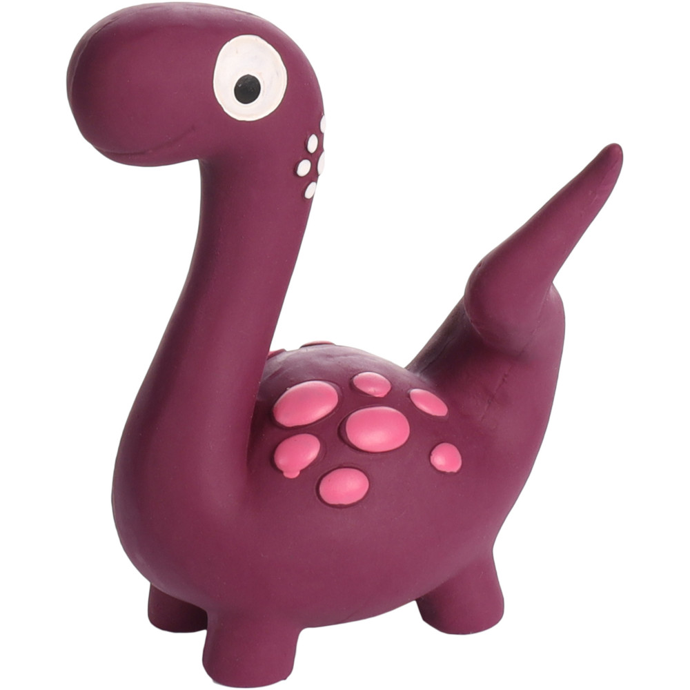 Jouet dinosaure violet en latex hauteur 15 cm pour chien